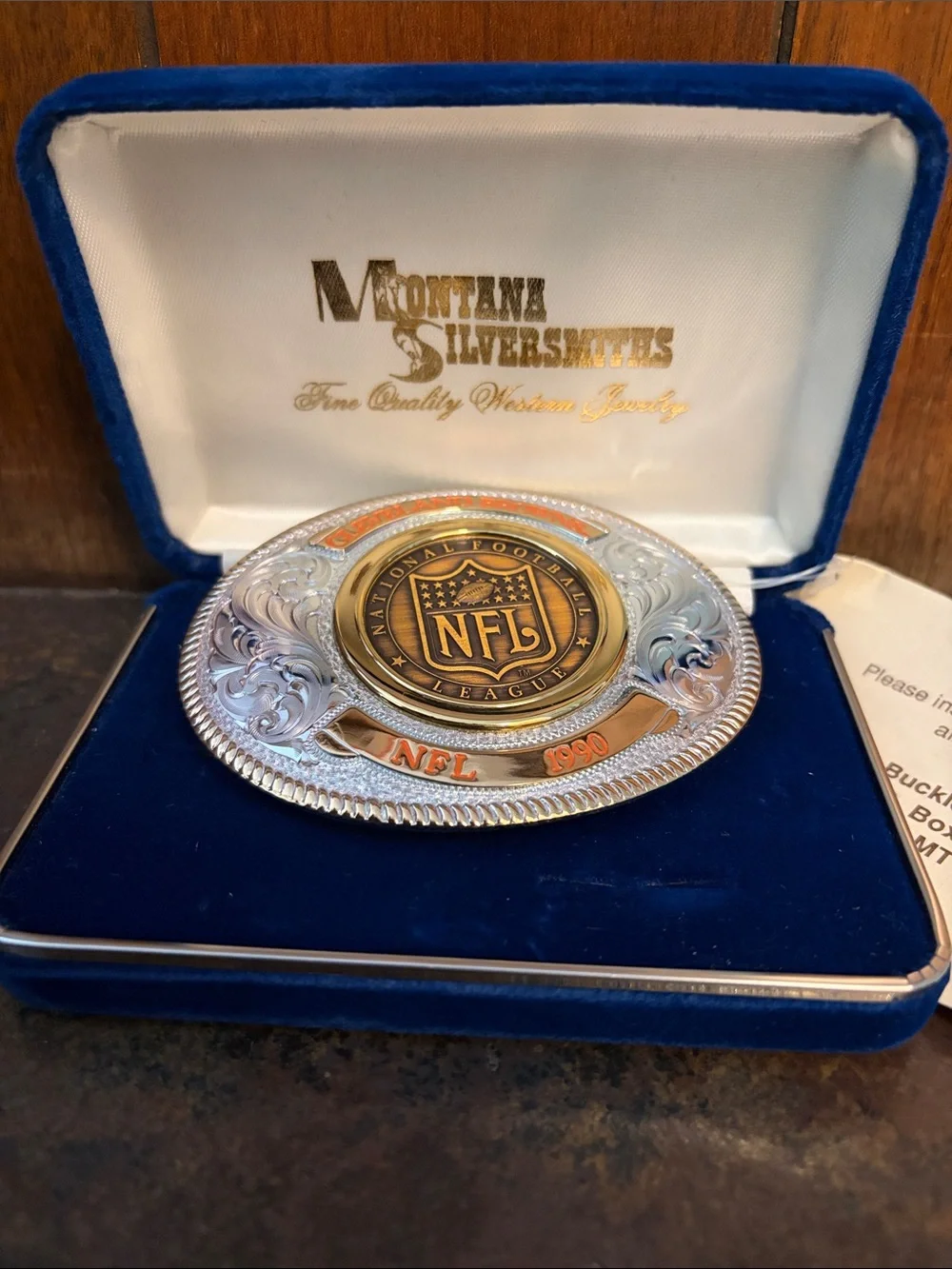 Montana Silversmiths NFL Cleveland Browns Silver and Gold Belt Buckle